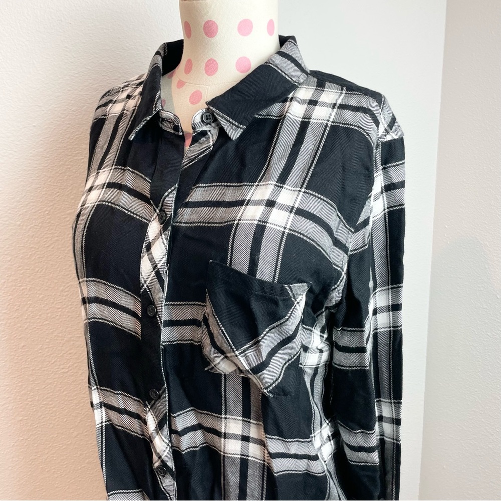 Rails Nwt Hunter Button Up Shirt Onyx White Women… - image 4